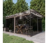 Maison exclusive - cenador con mosquitera y tira luz led taupé 4x3x2,73m 180 g/m²