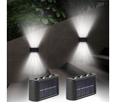 6 luces solares led para vallas, impermeables, para jardín, patio, barandilla de terraza, escaleras y piscinas, luz blanca de 6500 k (paquete de 2)