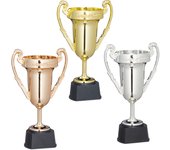 Relaxdays set de 3 copas de trofeo, ceremonia de premio, torneos deportivos, sin grabado, 22,5x13,5x8,5 cm, multicolor