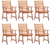 Sillas comedor de jardín y cojines 6 uds madera maciza acacia