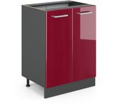 Vicco mueble bajo de cocina r-line, rojo burdeos alto brillo, 60 cm sin encimera
