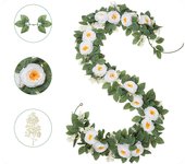 Guirnalda de vid de rosas artificiales, colgante de pared de vid de flores artificiales, color blanco, 2 uds.