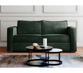 Sofá cama de 3 plazas de pana color verde abeto - cama de láminas anchas de 140 cm - colchón de 18 cm loreto