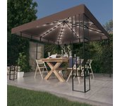 Maison exclusive - carpa cenador de jardín con tira de luces led 3x3 m taupé