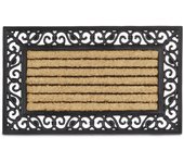 Relaxdays felpudo rectangular con rayas para la entrada, 2x75x45cm, fibra de coco y pvc, antideslizante, natural y negro