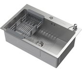 Fregadero de cocina de un seno 68x45 cm lavabo plateado con desagüe/escurridor
