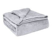 Manta sofá invierno grande sedalina lisa y borreguito polar sherpa 220x240cm calentita gruesa, briebe, gris, , -