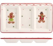 H&h plato pan de jengibre 3 lugares, cerámica, 17x30cm fantasía navideña