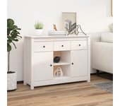 Aparador | aparador de comedor | armario de cocina de madera maciza de pino blanco 100x35x74,5 cm cfw51994