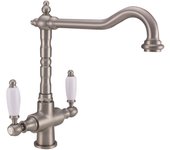 Grifo de cocina pb nostalgic classic country acero inoxidable con palancas blancas 1208953915