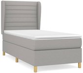 Cama con somier tapizado y colchón de tela gris claro 90x200 cm