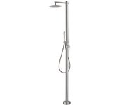 Griferia ducha exterior/columna de ducha para jardin, piscina y spa/rociador de ø250mm con mango de ducha de 2 vias fria/caliente (acero cepillado)