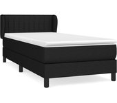Cama somier tapizada con colchón de tela negra 90x200 cm