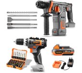Kit powertool 20v sin cable - fuxtec - atornillador y taladro percutor sin cable
