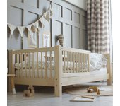 Cama 90x190 con barandilla y somier patas de 10 cm sybil madera