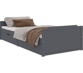 Cama para adultos | estructura cama con cajones madera maciza de pino gris 90x200cm cfw656716