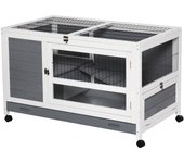 Conejera de madera pawhut gris 102x60x63,5 cm madera de abeto