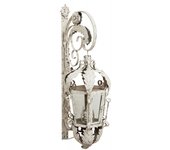 Biscottini aplique de pared - hierro macizo con acabado blanco antiguo - farol - exterior - decorativo - jardín - 42x22x42 cm