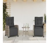 Vidaxl sillones reclinables jardín con reposapiés 2 uds ratán pe gris