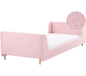 Beliani cama con somier de bouclé rosa 90 x 200 cm laye