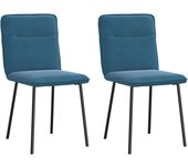Pack 2 uds sillas de comedor | silla de cocina terciopelo azul cfw11196