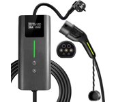 Cargador ev tipo 2 portátil 3.68kw | corriente ajustable 6-16a | enchufe hogar 2 polos | ip67/ce | 4m