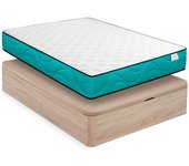 Canapé abatible beige + colchón viscoelástico brisa 135x190 altura 21 cm - win rest