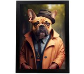 Nacnic lámina bulldog elegante amistoso en estilo fotografía a todo color divertidas ilustraciones de animales con ropa humana diseño y a3 marco negro