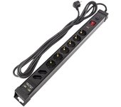Ledkia base múltiple 6 enchufes tipo f schuko protector sobretensiones+2 enchufes tipo c+ 2xusb 5m negro