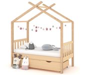 Estructura de cama infantil con cajón madera maciza de pino 70x140 cm