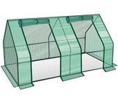 Mini invernadero 180x90x90cm invernadero exterior de plástico con cremallera y 2 ventanas película de malla verde