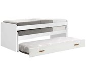 Cama triple aglomerado blanco con somieres y colchones 105x200cm