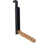 Relaxdays gancho plegable para puerta, colgante, colgador para 6 perchas, metal y madera, renvalso hasta 2 cm, negro