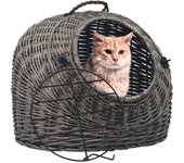 Vidaxl transportín para gatos sauce natural gris 50x42x40 cm
