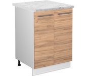 Vicco mueble bajo de cocina fame-line, roble dorado, 60 cm , et mármol