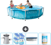 Paquete de piscina - intex - alrededor - 305x305x76 cm + accesorios cb87