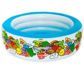 Tradineur - piscina hinchable infantil con 3 anillos multicolor - incluye parche de reparación, inflables de verano (400 litros, 152 x 51 cm)