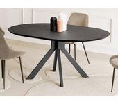 Mesa de comedor extensible clara - 4 a 6 comensales - cerámica y metal - antracita