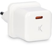 Cargador de red ksix 20 w, power delivery, carga rápida, puerto usb-c, blanco