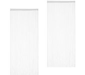 Relaxdays 2 cortinas de hilos, puertas y ventanas, 245cm, lavables, para acortar, 90 x 245 cm, blanco