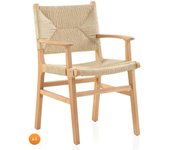 Pack 4 sillones madera de hevea con asiento y respaldo trenzado