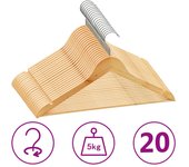 Perchas antideslizantes 20 piezas madera dura