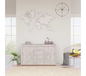 Aparador | aparador de comedor | armario de cocina de madera de ingeniería gris hormigón 120x36x69 cm cfw37936