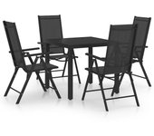 Juego de comedor de jardín 5 piezas，conjunto de comedor de exterior，conjunto de jardín aluminio negro cfw988939