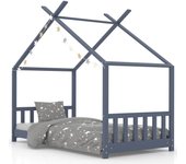 Cama individual | cama para adultos | estructura de cama infantil madera maciza pino gris 80x160 cm cfw547620