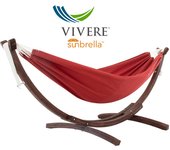 Vivere hamaca doble sunbrella® con soporte de pino macizo (260 cm) - carmesi