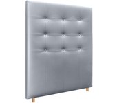 Dhome cabecero capitoné hasta el suelo cabezal 8cm tapizado polipiel para cama dormitorio (105cm, plata)