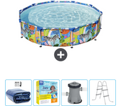 Paquete de piscina - bestway - alrededor - 305x305x66 cm + accesorios cb9