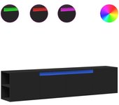 Mueble de tv de pared con iluminación led negra 180x31x39,5 cm