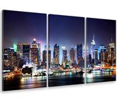 Cuadro tríptica cuadro de fotos sky line lower manhattan - 90x60 cm